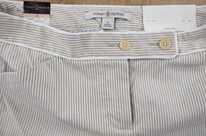 Tommy Hilfiger Corrie Fit Chinohose hellbraun und creme Streifen Größe 2 neu mit Etikett $ 89 - Bild 1 von 5