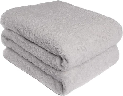 Teddy Fleece Throw Soft Warm Blanket Sofa Bed Silver Grey - Image 1 of 4