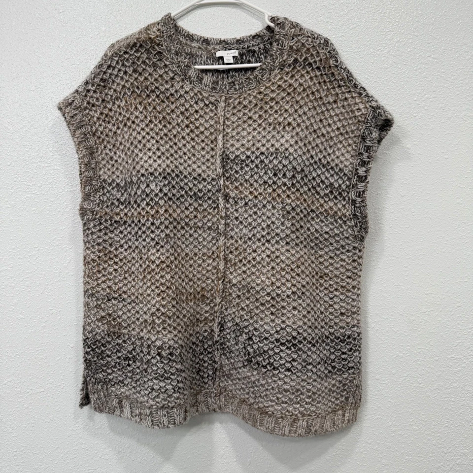 Pure Jill Textured Knit Vest Sweater Taupe Beige Black XS S Wool Mohair Blend - Image 1 of 4