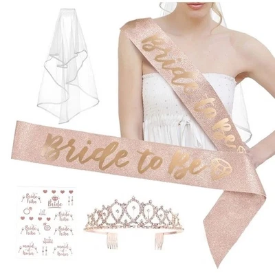 White Rose Gold Bridal Shower Decoration Set Bachelorette Supplies Kit Events - Image 1 of 4