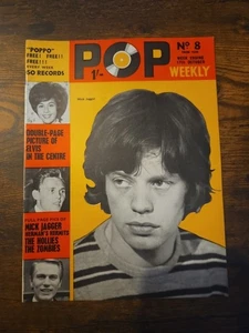 Pop Weekly Magazine Rolling Stones Mick Jagger 1964 No.8 - Picture 1 of 2