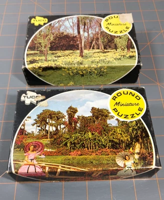 De colección Años 60-70 Dos Tuco Redondos Miniatura Puzzle Ciprés Jardín Paseo y Kew Jardín Foto 1 de 4