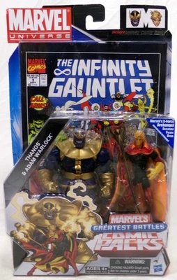 Marvel Universe Greatest Battles Comic Pack Thanos y Adam Warlock figuras de 3,75" Foto 1 de 4