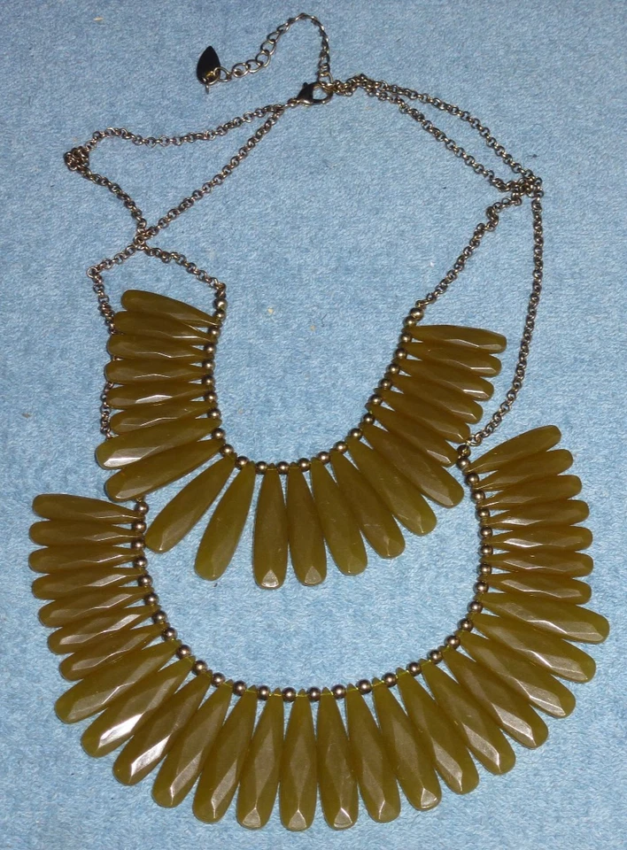 Coldwater Creek Dos Hilos Verde Deco Flecos Cuelga Cuentas Gotas Collar 19.5" Foto 1 de 1