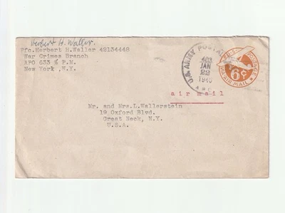 1946 APO US ARMY 5C COVER FROM WAR CRIMES OFFICER TO NEW YORK - Image 1 of 2