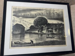 Philip Cheney (1897 - 1992) "Hudson River Backwater" Lithographie - signiert/gerahmt - Bild 1 von 15