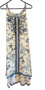 Johnny Was Avalon 100% Silk Maxi Dress Size Medium sleeveless oversized blue - Picture 1 of 7
