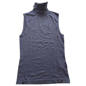 Hugo Boss Women's Sleeveless Turtleneck Sweater Top Dark Purple Knit SZ XS - Picture 1 of 14