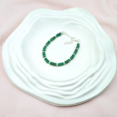 Natürlicher grüner Smaragd facettierte Rondelle Edelstein Perlen handgefertig... - Bild 1 von 4