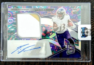 2020 Spectra Football #231 Devin Duvernay Psychedelic RPA Relic Auto Rookie /5 - Image 1 of 3