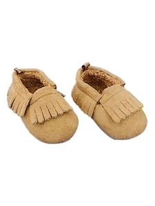 Infant Girls Brown Moccasin Faux Fur Lined Baby Slippers Prewalk House Shoes 3 - Picture 1 of 1