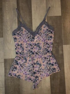 Cosabella Women’s Lingerie Cheeky Romper Pink Purple Floral Satin & Lace Large - Picture 1 of 6