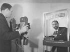Photokina representative Fritz Gruber poses for a Polaroid pho- 1958 Old Photo