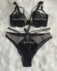 Ann Summers Lovers Lace Non Padded Plunge Bra And Brazilian Set Black ~ 32A-38E