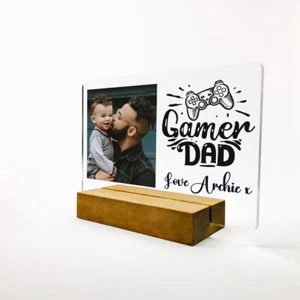 Personalized Fathers Day Gift Acrylic Plaque with Photo with Free Stand for Dad - Picture 1 of 12