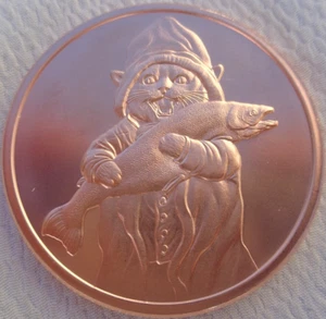 1 oz. FISHMONGER Purrfectly Copper Serie .999 Feinkupfer rund - Bild 1 von 4
