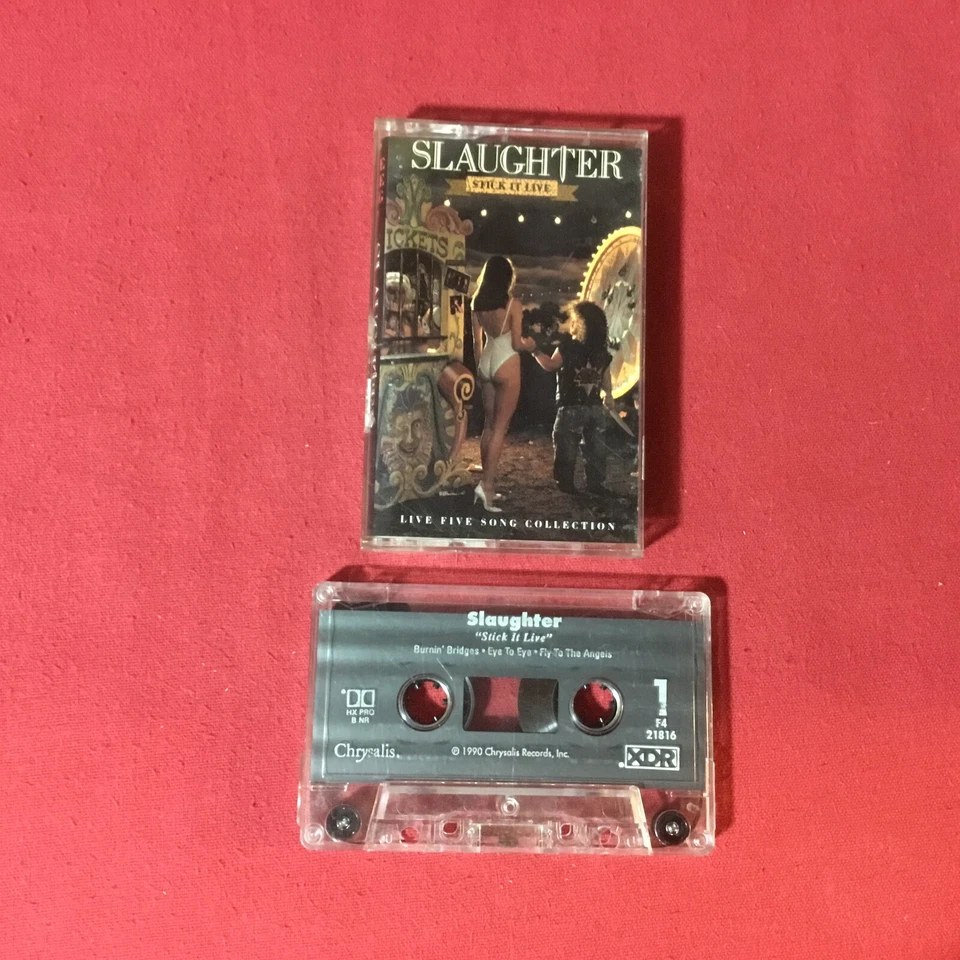 Slaughter – Stick It Live  *1990:Chrysalis – F4 21816 Cassette, EP, XDR (VG+) - Image 1 of 4