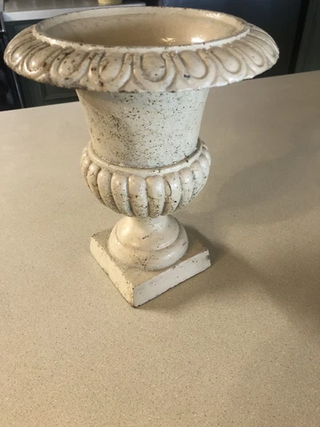 FABULOUS Old Vintage Cast Metal Garden URN PLANTER Indoors or Out Patina 9" Cover