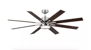 Monte Carlo Empire DR 60" Brushed Steel Ceiling Fan LED Light Gloss Walnut Blade - Picture 1 of 13