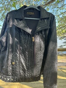 Vintage ROCAWEAR Black Textured Bomber Zip Cropped Jacket Women’s Sz 1X - Picture 1 of 8