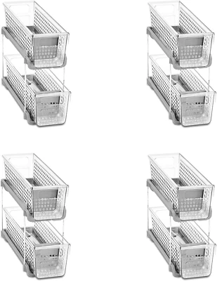 Madesmart Mini Organizador de 2 Niveles, Multiusos Slide-Out Pack de 4, Transparente  Foto 1 de 4