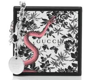 AUTHENTIC GUCCI TRADEMARK ENGRAVED .925 STERLING SILVER ROUND CHARM BRACELET NWT - Picture 1 of 4