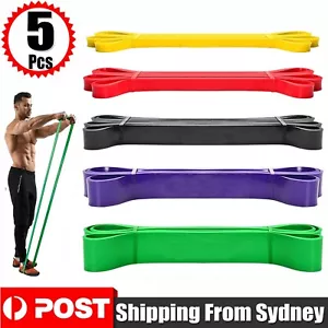 5PCS Heavy Duty Resistance Bands Gym Yoga Loop Strength Exercise Fitness Workout - Picture 1 of 12