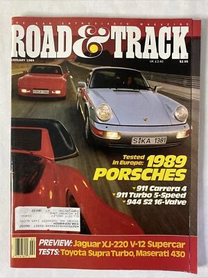 1989 February Road & Track Magazine Toyota Supra Turbo, Maserati 430 (CP179) - Image 1 of 3