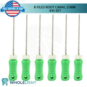 K Feilen Wurzelkanal 21 mm Hand Ende Dental Heckenstrom 6 Stück Packung Reibahlen #35 - Bild 1 von 4