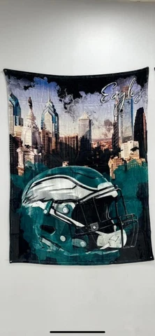 Philadelphia Eagles Blanket Throw NFL Philly City Skyline Tapestry New Cover