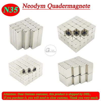 N35 Neodym Magneten Seltene Erde Super Stark Quadermagnete Doppelt Vernickelt - Bild 1 von 4