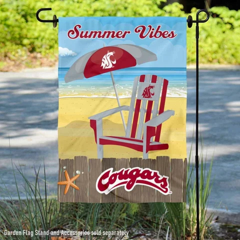 Washington State Cougars Summer Season Vibes Garden Flag and Yard Banner Cover