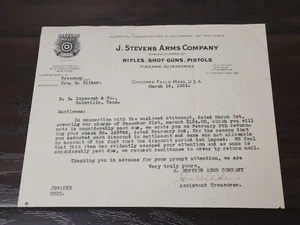 Vintage J Stevens Arms Company Treasurer Letter - 1921 - Picture 1 of 2