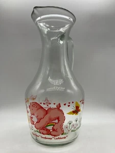 Vintage Care Bears Cheer Bear Glass Jug Beautiful Transfer Printed 9.5" 1980's - Picture 1 of 11