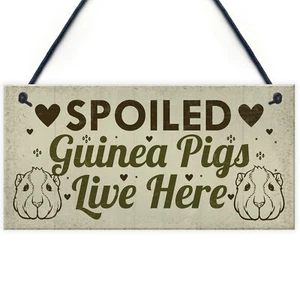 Spoiled Guinea Pigs Live Here Beautiful Handmade Gift Sign For Guinea Pig Owners - Picture 1 of 9