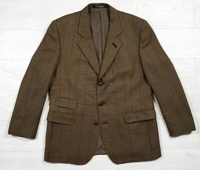 DAKS Signature Men's Brown Overcheck Wool Blazer / Jacket, Size 25 - Image 1 of 4