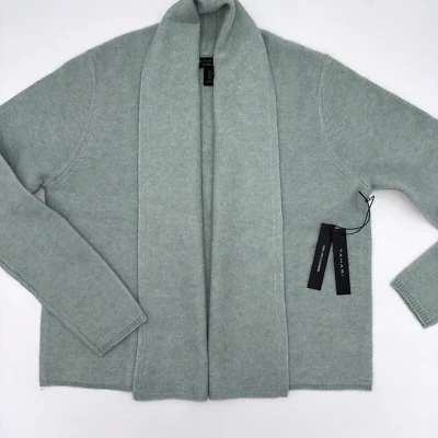 Cárdigan de cachemir hervido Tahari frente abierto verde jade L; nuevo con etiquetas Foto 1 de 4