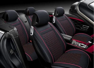 Juego completo de fundas de asiento de cuero PU negro rojo de lujo para Skoda Octavia Superb Rapid - Imagen 1 de 5
