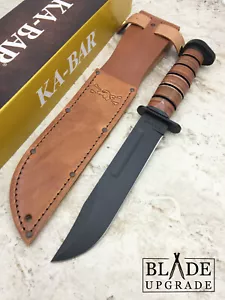 Ka-Bar Dogs Head Utility 1095 Carbon Steel Leather Fixed Knife w/Sheath 1317 - Picture 1 of 5