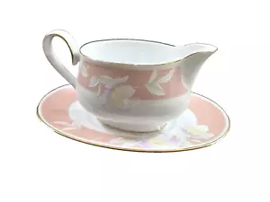 Noritake Spring Rhapsody Gravy barca e sottopiatto bianco viola rose fascia rosa - Foto 1 di 16