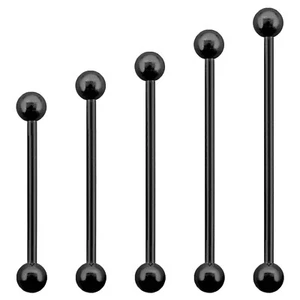 14G Schwarz Titan Eloxiert 316L Chirurgenstahl Industrie Langhantel 5mm Kugeln - Bild 1 von 3