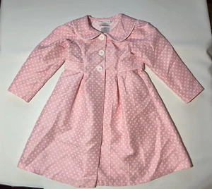 Bonnie Jean 5T Girls Easter Spring Jacket Pink Polka Dot Overcoat Only Bow - Picture 1 of 5