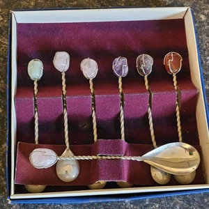 Sylmar Brasil Brasilien Edelstein 7 Stück Löffel Set in Box Silber - Bild 1 von 5