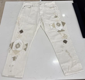 Polo Ralph Lauren Boyfriend Jeans Damen Elfenbein Patchwork Avery Perlen Gr. 31 x 26 - Bild 1 von 12