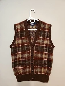 Rare Vintage Polo Ralph Lauren Wool Sweater Vest Mens Size L Plaid with Pockets - Picture 1 of 22