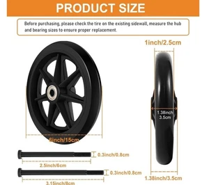 Ruedas de repuesto para silla de ruedas de 6 pulgadas 2 piezas para caminantes respetuosas con el medio ambiente - Imagen 1 de 6