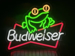 Budweiser Frosch LED Neonlicht Mann Höhle Bar Schild 16”x12” - Bild 1 von 1