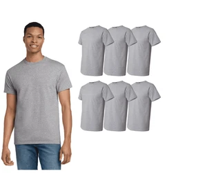 Gildan (6-pack) Black Solid Heavy Cotton Short Sleeve Blank T-Shirt - Picture 1 of 3