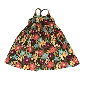 Gymboree Jungle Gem Sun Dress Size 8 Sleeveless Brown Aqua Purple Coral - Picture 1 of 9