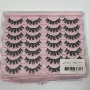 False Eyelashes 14 Faux 3D Mink Lashes Natural Look Fluffy Cat Eye Wispy Lashes - Picture 1 of 4